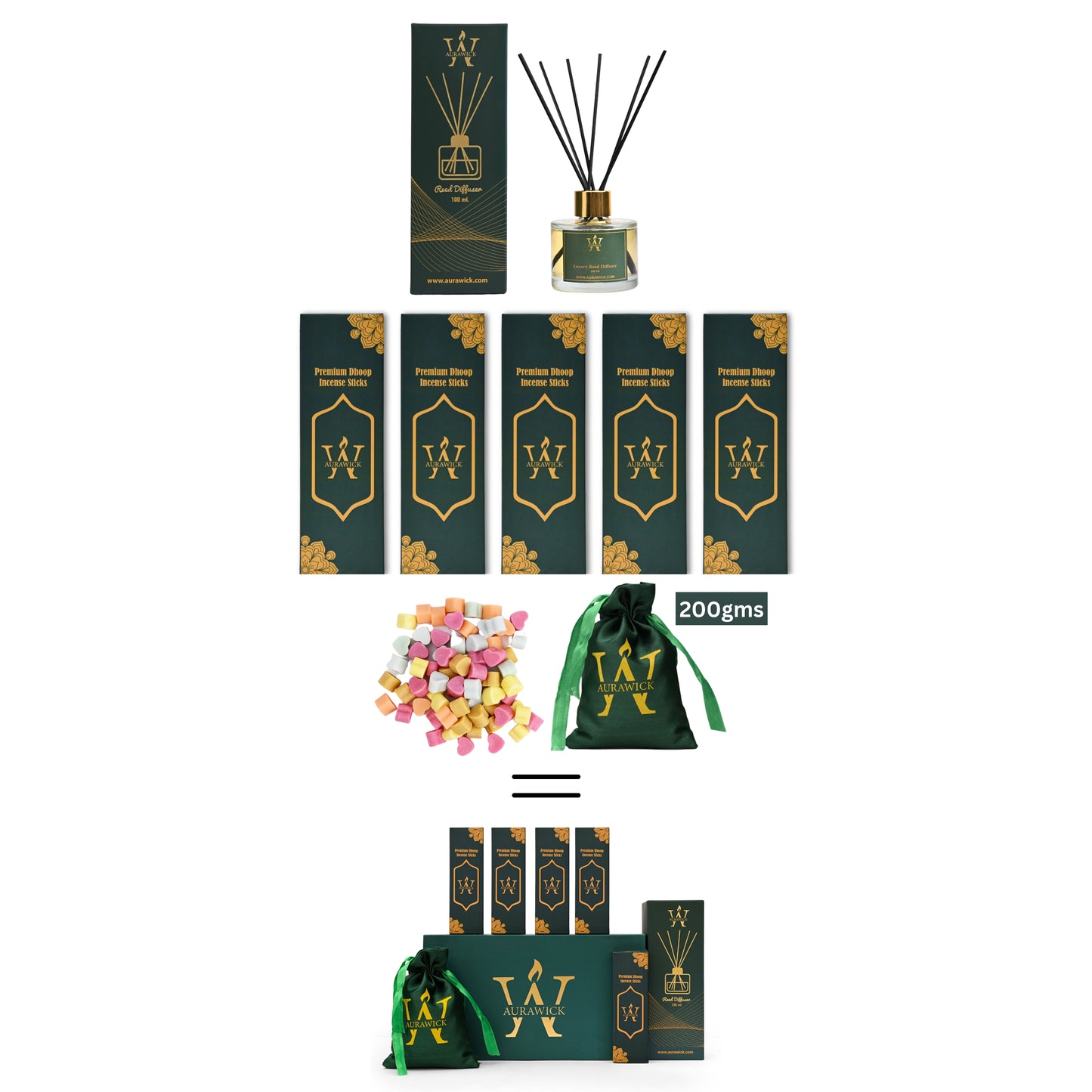 Reed Diffuser, Dhoop Sticks & Wax Melts Jumbo Gift Pack @ 2399