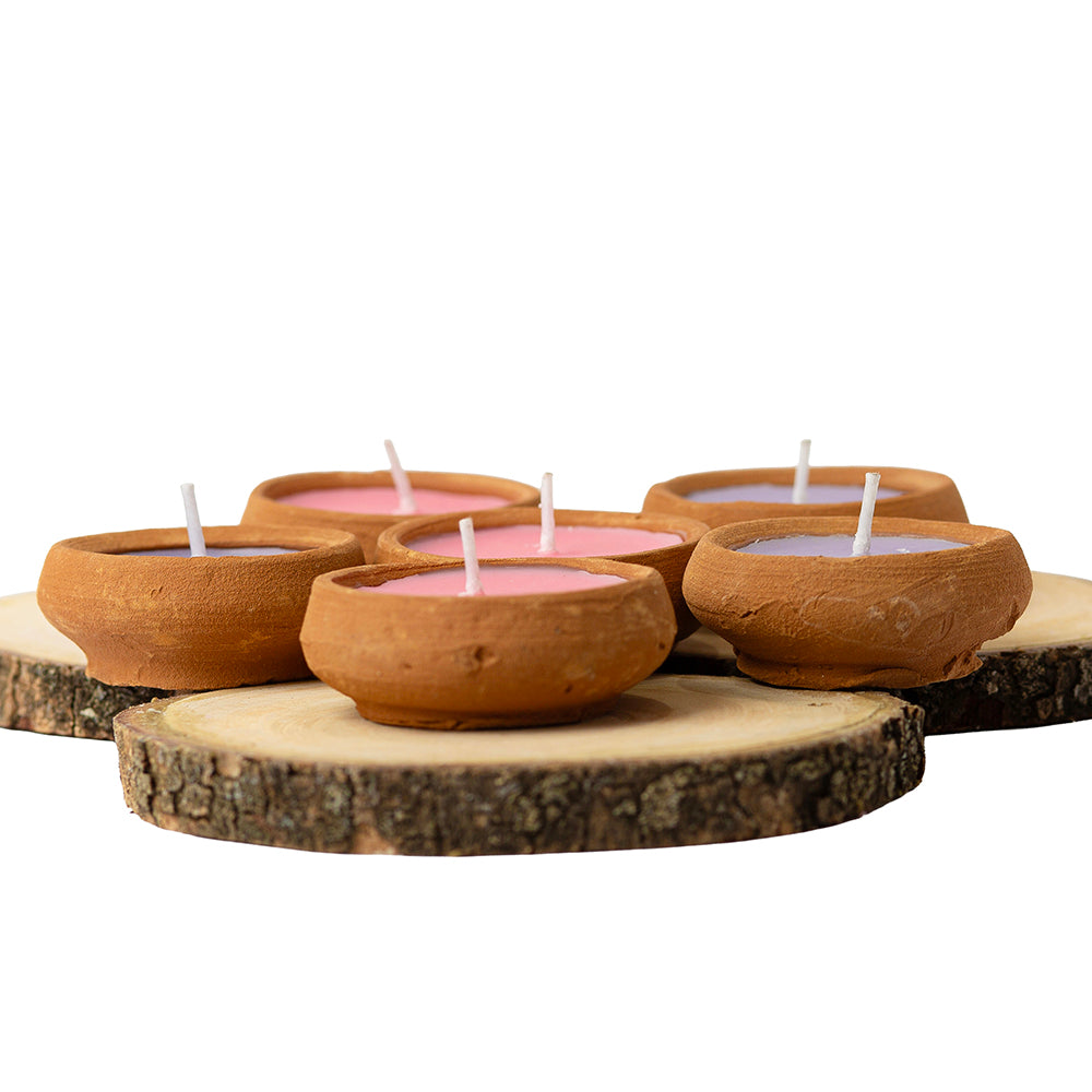 Handmade Diyas with Lavender and Rose Essence