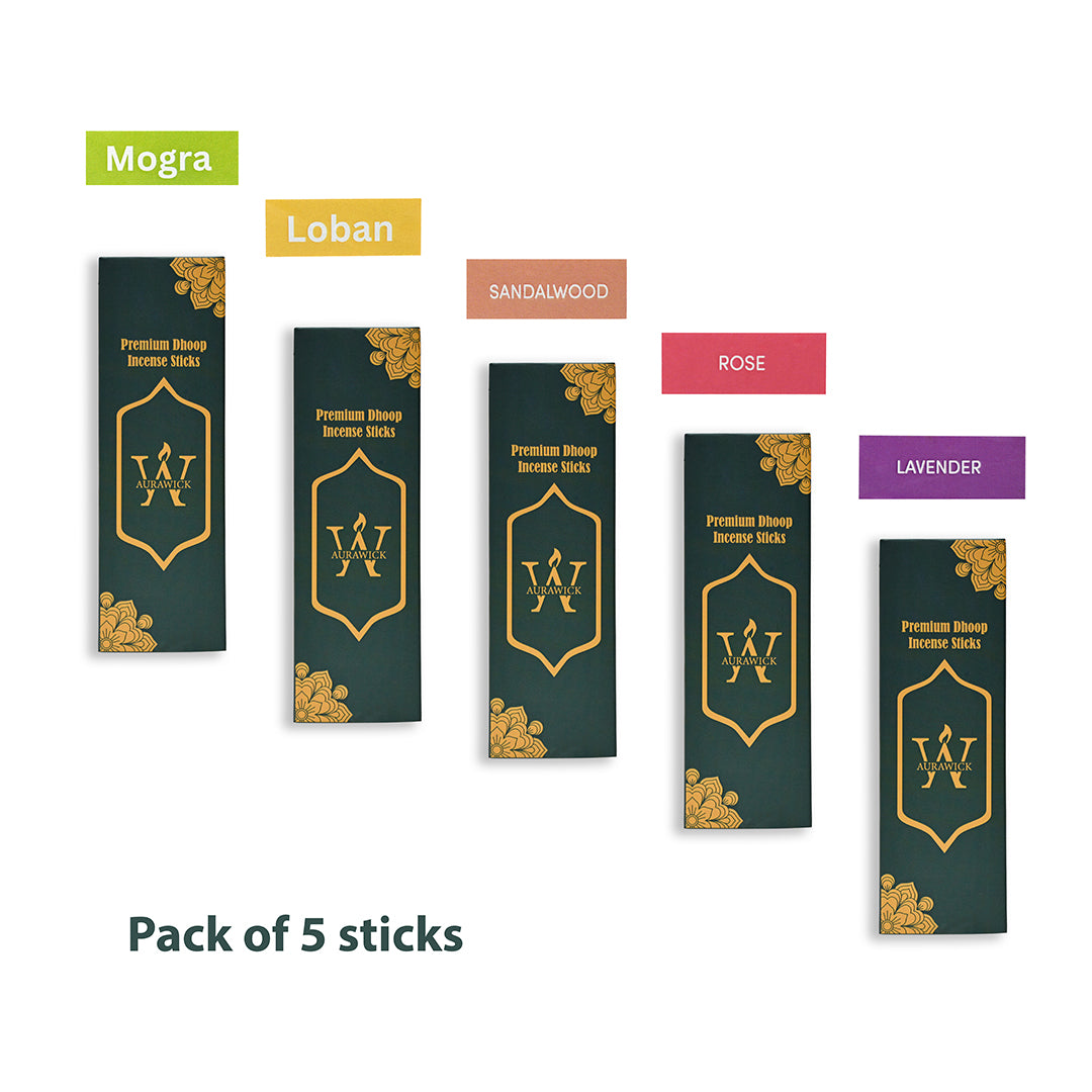 Dhoop Sticks Mogra, Loban Sandalwood, Rose and Lavender