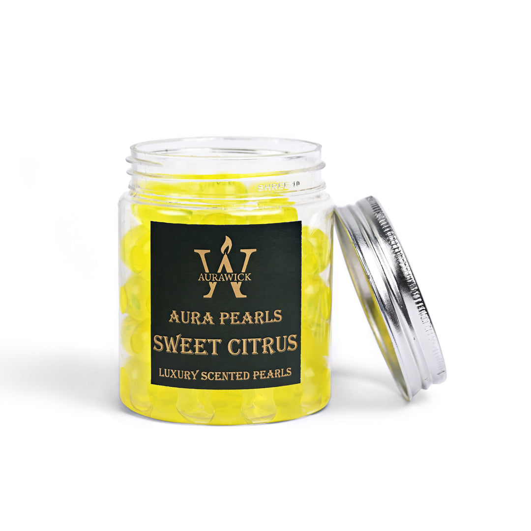 Aurawick Aura Pearls Sweet Citrus – Long-Lasting Fragrance Beads | Advanced Odor Eliminator & Deodorizer for Car, office cabin, & Wardrobe| 1 Pack
