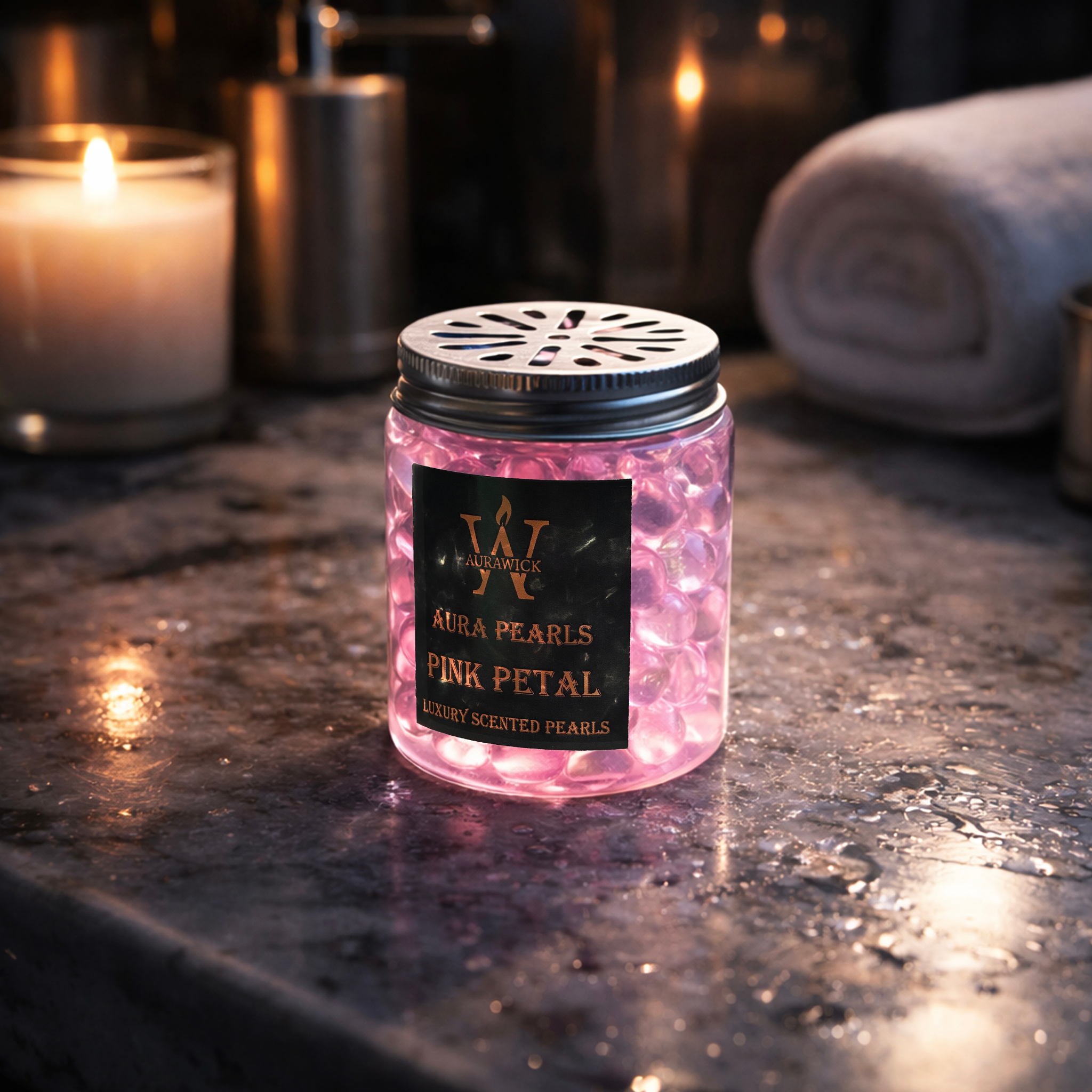Aurawick Aura Pearls Pink Petal – Long-Lasting Fragrance Beads