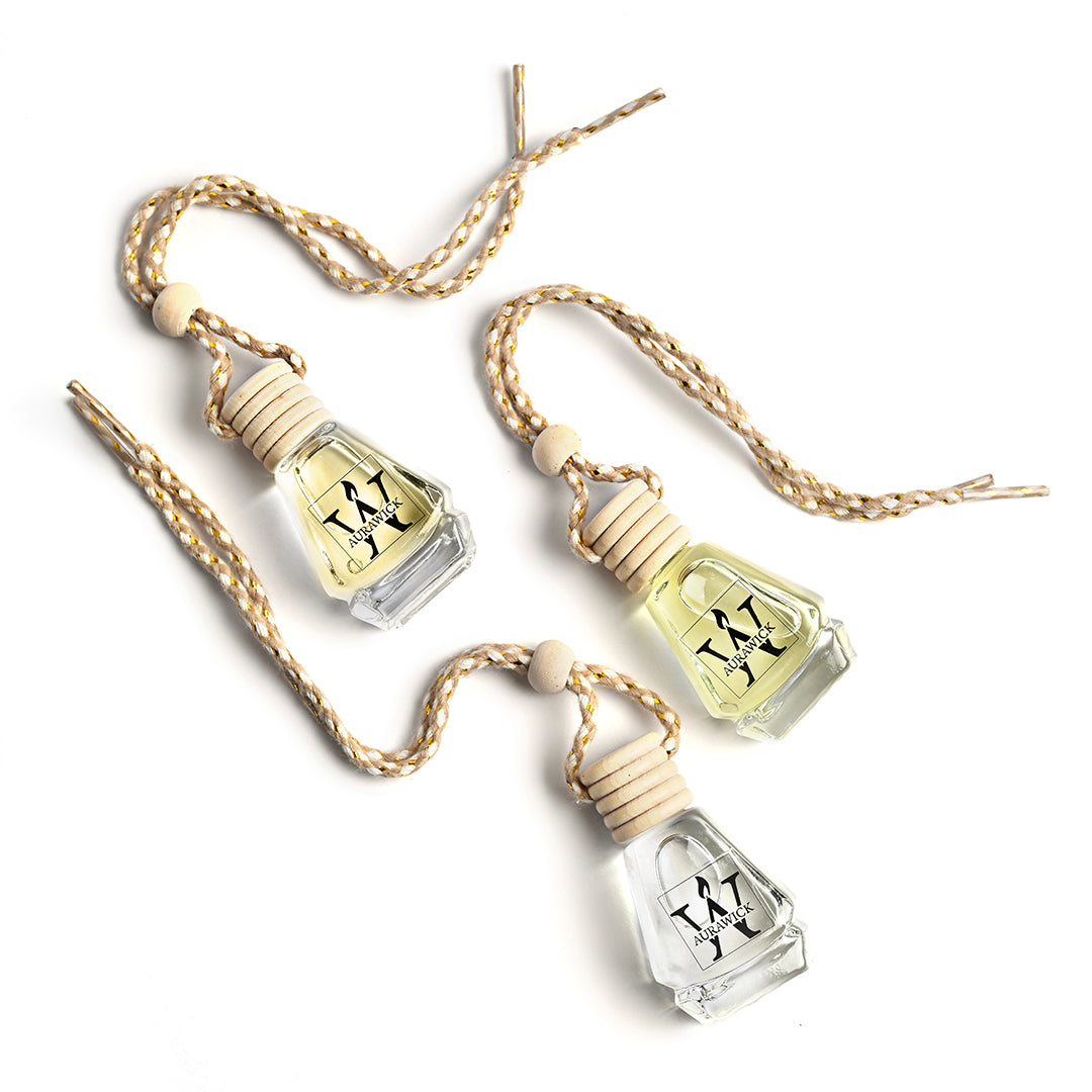 Aurawick Purespace Jasmine – Hanging Glass Bottle Air Freshener | Premium Liquid Diffuser for Car, Wardrobe, & Office | Long-Lasting Floral Fragrance | 10ml