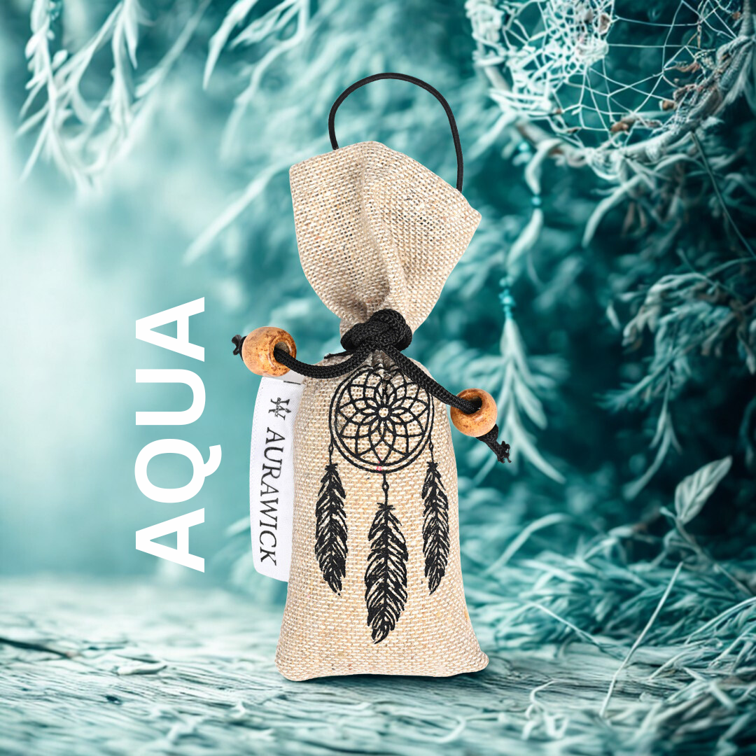 Aurawick Aura Nest Aqua – 100% Pure Camphor Air Purifier Pouch | Organic Aqua Essence Hanging Freshener for Car, Wardrobe & Bathroom | Eco-Friendly & Biodegradable | 1 Pack