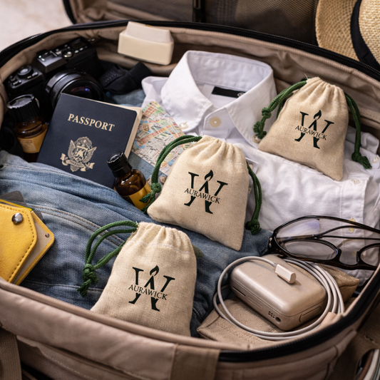 Aurawick Aura Pods Jasmine – 100% Pure Soy Wax Heart Fresheners | Enchanting Jasmine Organic Essence | Eco-Friendly Cotton Pouch for Car, Wardrobe & Home | Natural Sachet