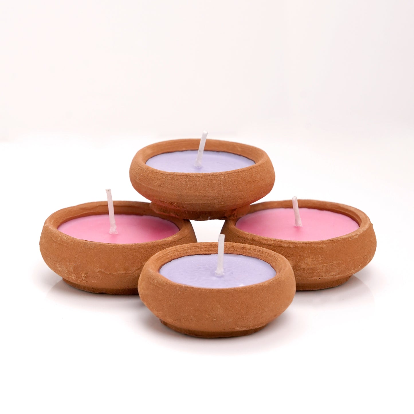 Set of 150 Handmade Diyas with Lavender and Rose Essence