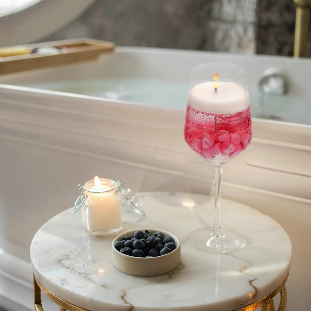 Rose Reverie -  Rose Scented Candle in Wine Glass