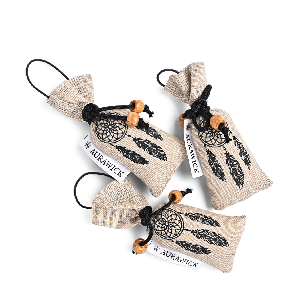 Aurawick AuraNest Camphor & Rose – 100% Pure Camphor Air Purifier Pouch | Romantic Rose Organic Essence Hanging Freshener | Natural Odor Neutralizer for Car, Wardrobe & Home | 1 Pack