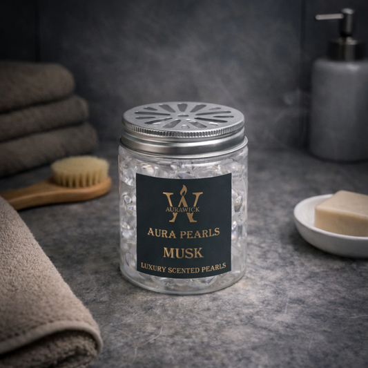 Aurawick Aura Pearls Musk – Long-Lasting Fragrance Beads | Advanced Odor Eliminator & Deodorizer for Car, office cabin, & Wardrobe| 1 Pack