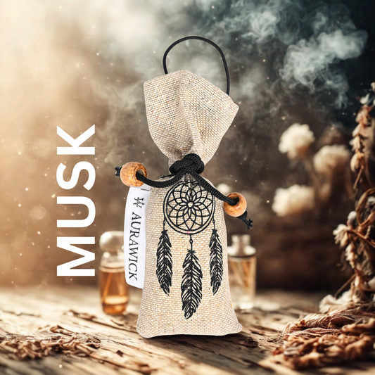 Aurawick AuraNest Musk – 100% Pure Camphor Air Purifier Pouch | Premium Velvet Musk Organic Essence Hanging Freshener | Natural Odor Neutralizer for Car, Wardrobe & Office | 1 Pack