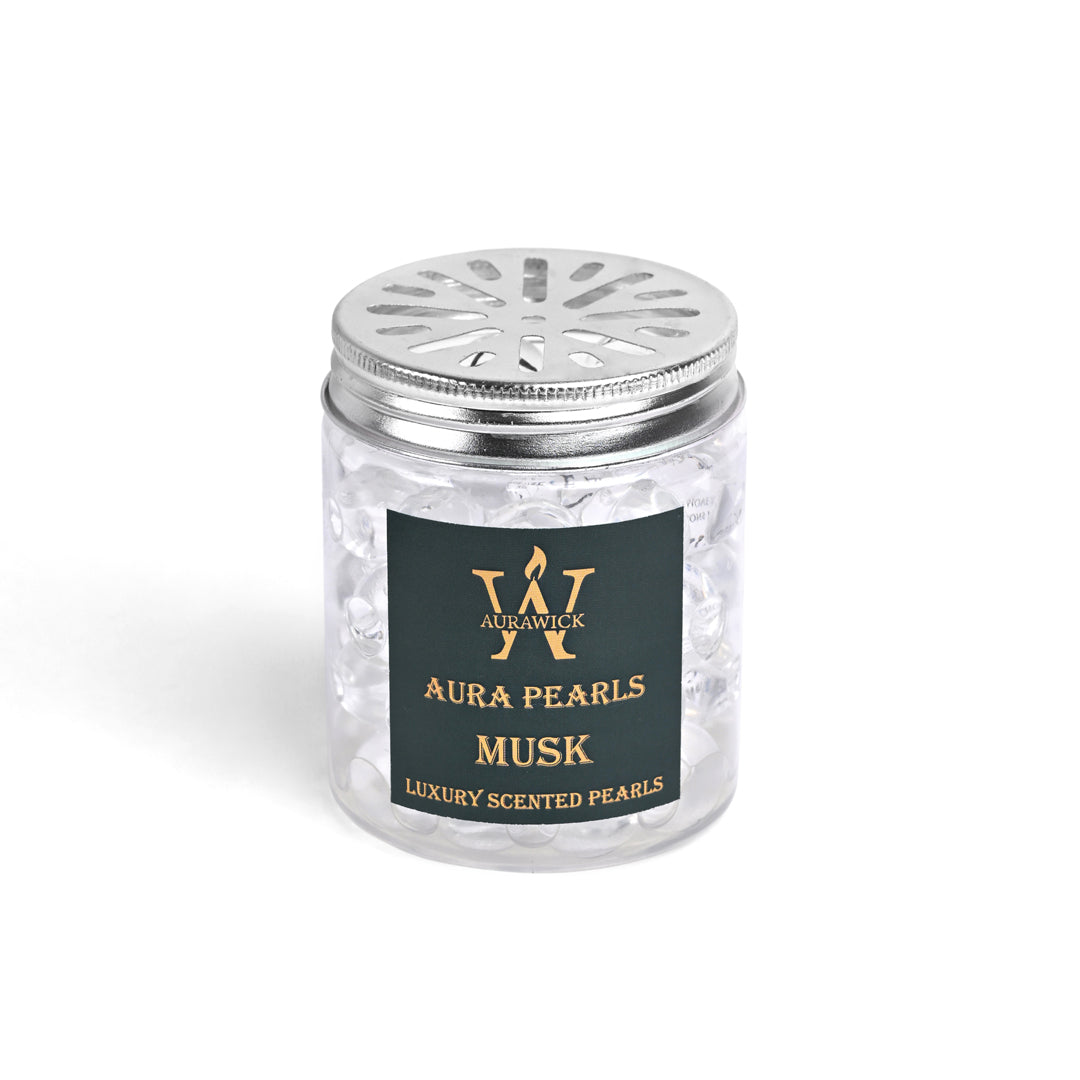 Aurawick Aura Pearls Musk – Long-Lasting Fragrance Beads | Advanced Odor Eliminator & Deodorizer for Car, office cabin, & Wardrobe| 1 Pack