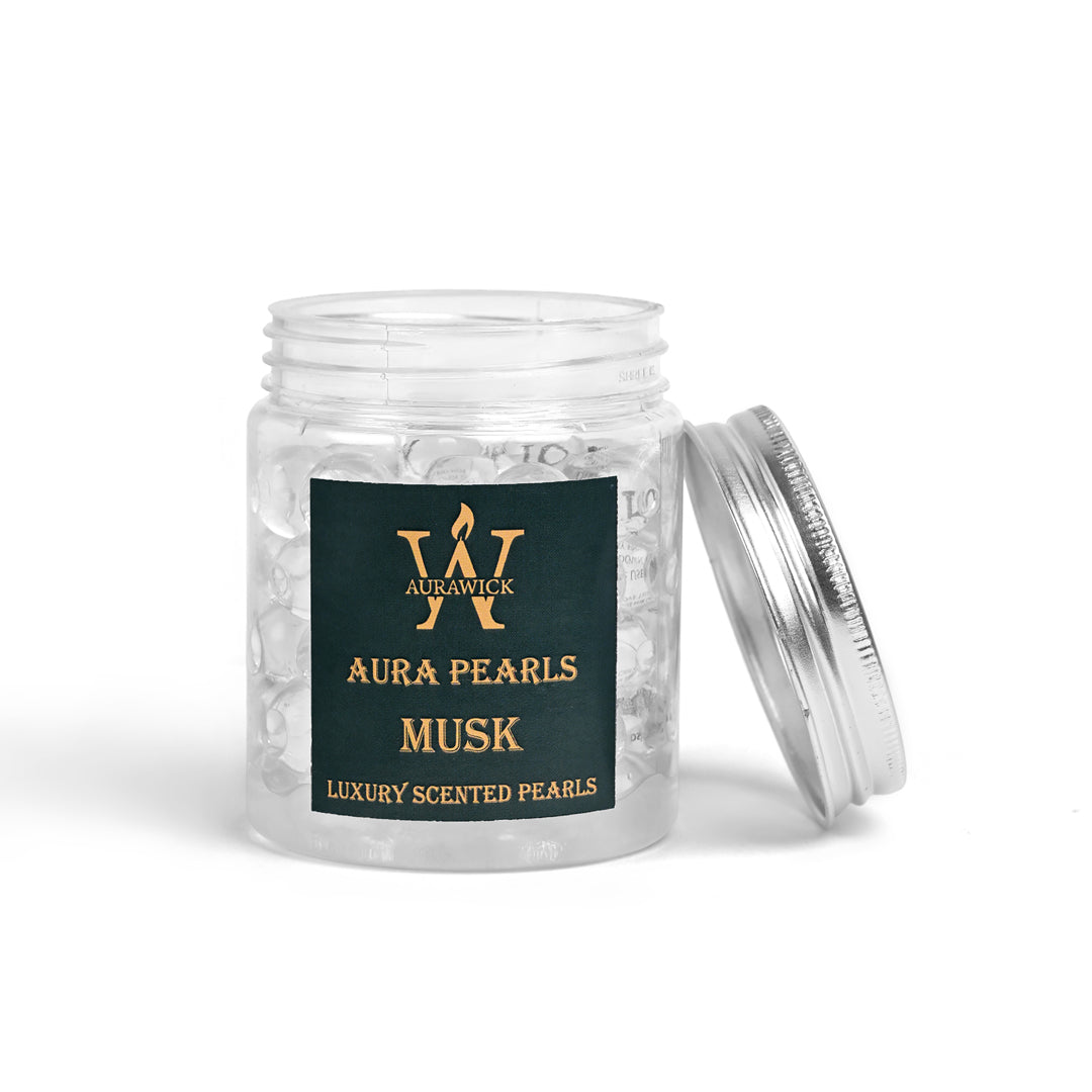 Aurawick Aura Pearls Musk – Long-Lasting Fragrance Beads | Advanced Odor Eliminator & Deodorizer for Car, office cabin, & Wardrobe| 1 Pack