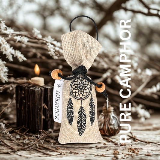 Aurawick AuraNest Camphor – 100% Pure High-Grade Camphor Pouch | Natural Air Purifier & Odor Neutralizer | Hanging Freshener for Car, Wardrobe & Bathroom | Eco-Friendly & Non-Toxic | 1 Pack