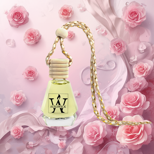 Aurawick Purespace Rose – Hanging Glass Bottle Air Freshener | Premium English Rose Liquid Diffuser for Car, Home & Office | Long-Lasting Luxury Fragrance | 10ml