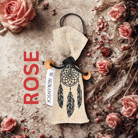 Aurawick AuraNest Camphor & Rose – 100% Pure Camphor Air Purifier Pouch | Romantic Rose Organic Essence Hanging Freshener | Natural Odor Neutralizer for Car, Wardrobe & Home | 1 Pack