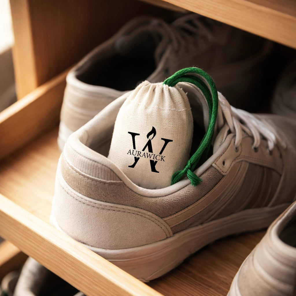 Aurawick Aura Pods Coffee – 100% Pure Soy Wax Heart Fresheners | Energizing Fresh Brew Organic Essence | Eco-Friendly Cotton Pouch for Car, Travel Bag & Office | Natural Deodorizer