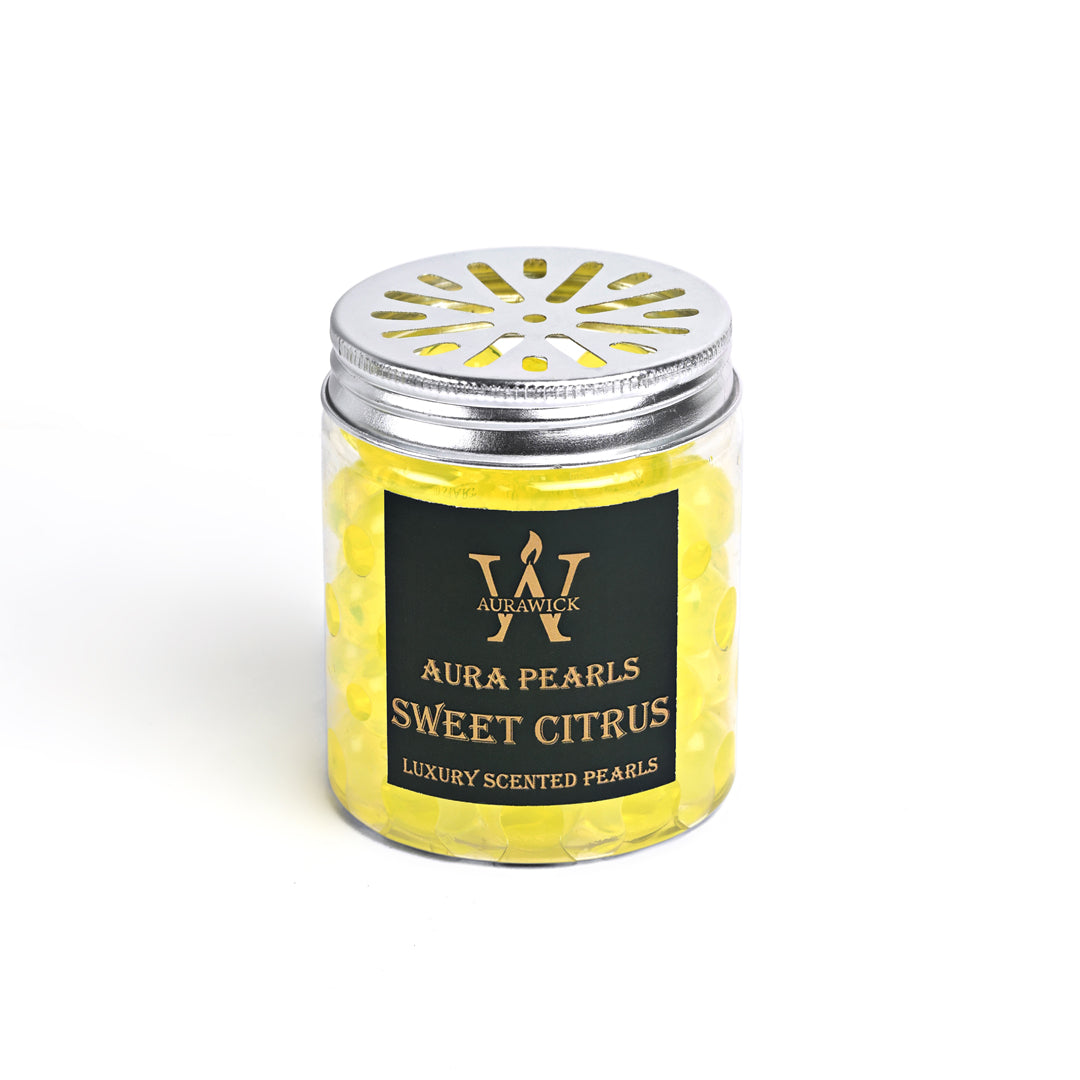 Aurawick Aura Pearls Sweet Citrus – Long-Lasting Fragrance Beads | Advanced Odor Eliminator & Deodorizer for Car, office cabin, & Wardrobe| 1 Pack