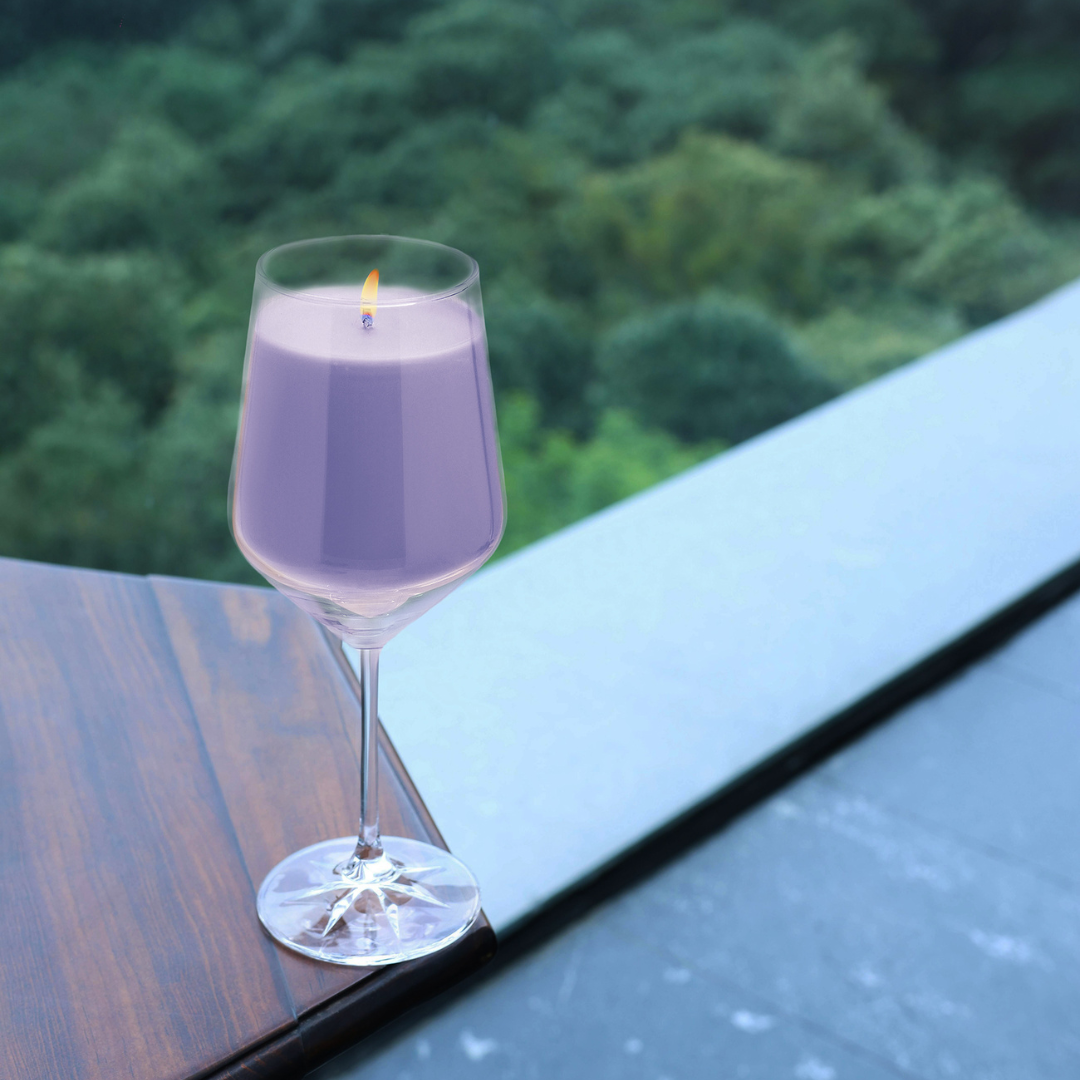 Lavender Serenity -  Lavender Scented Solid Candle in Wine Glass