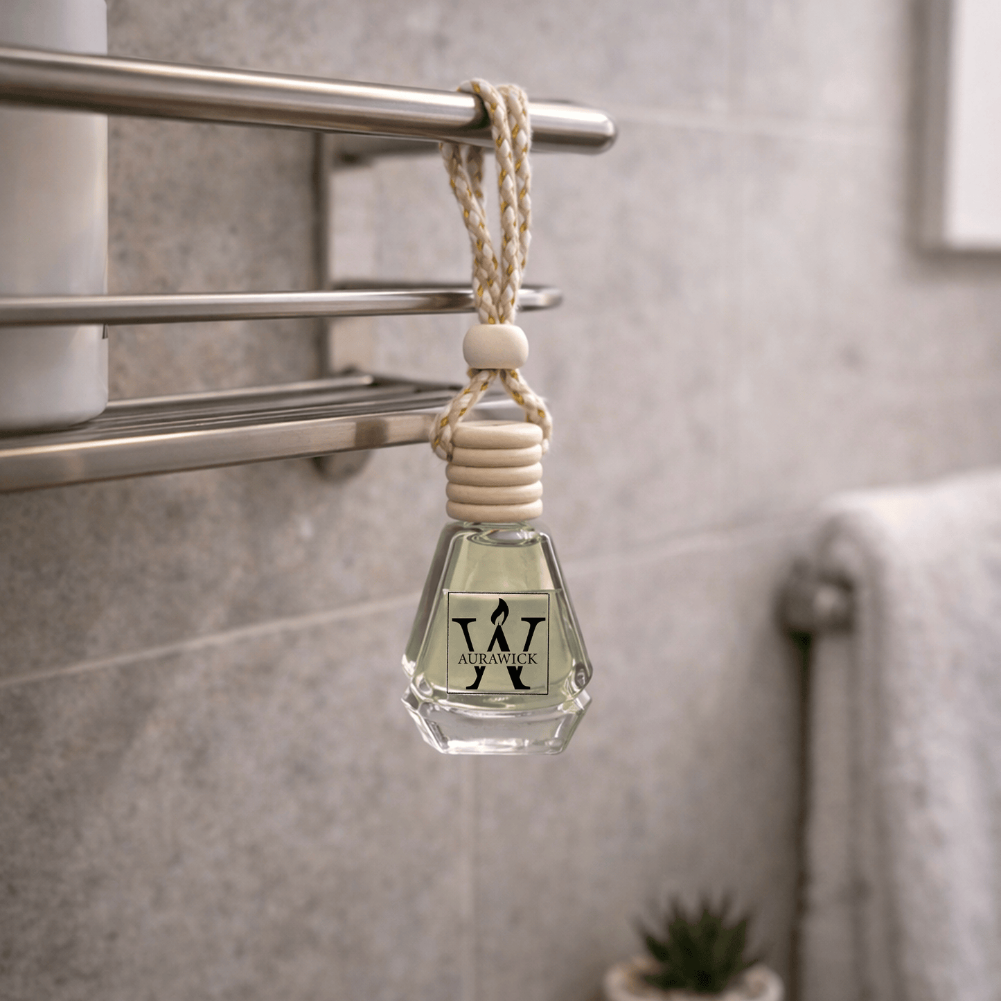 Aurawick Purespace Jasmine – Hanging Glass Bottle Air Freshener | Premium Liquid Diffuser for Car, Wardrobe, & Office | Long-Lasting Floral Fragrance | 10ml