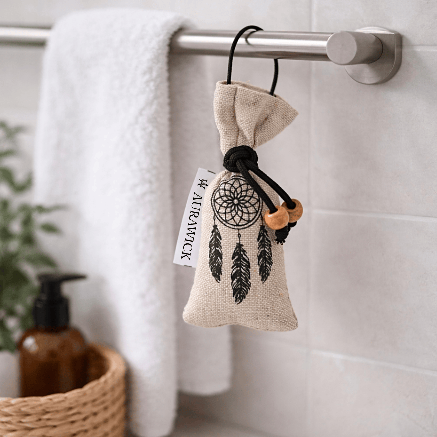 Aurawick AuraNest Camphor & Rose – 100% Pure Camphor Air Purifier Pouch | Romantic Rose Organic Essence Hanging Freshener | Natural Odor Neutralizer for Car, Wardrobe & Home | 1 Pack