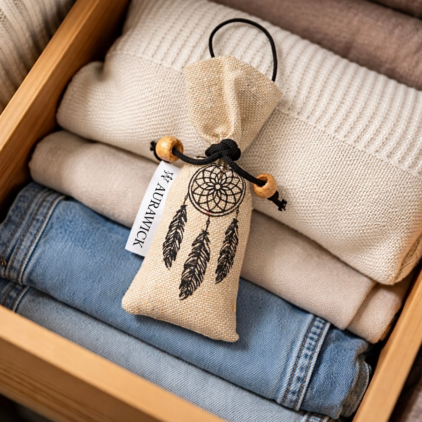 Aurawick Aura Nest Aqua – 100% Pure Camphor Air Purifier Pouch | Organic Aqua Essence Hanging Freshener for Car, Wardrobe & Bathroom | Eco-Friendly & Biodegradable | 1 Pack