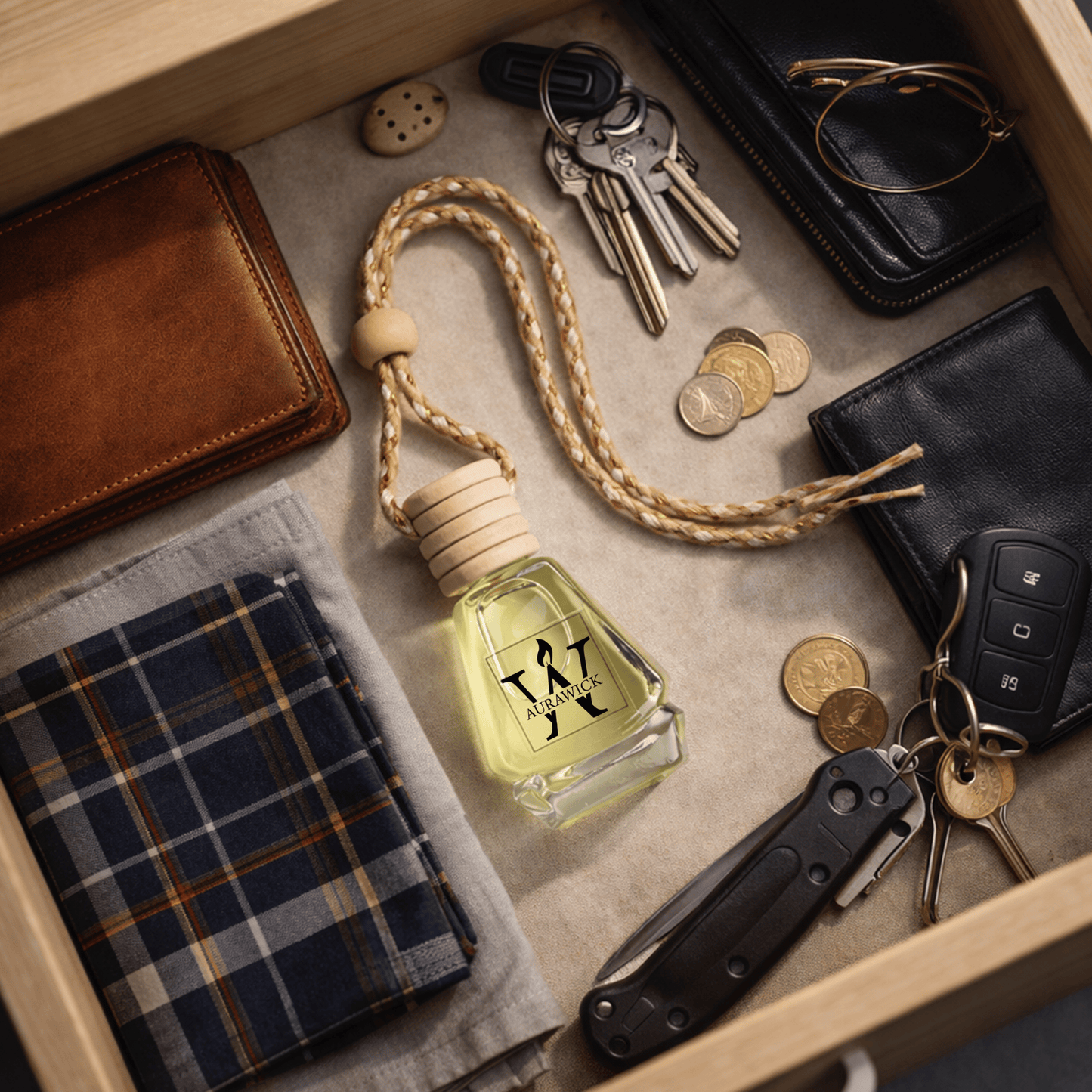 Aurawick Purespace Rose – Hanging Glass Bottle Air Freshener | Premium English Rose Liquid Diffuser for Car, Home & Office | Long-Lasting Luxury Fragrance | 10ml