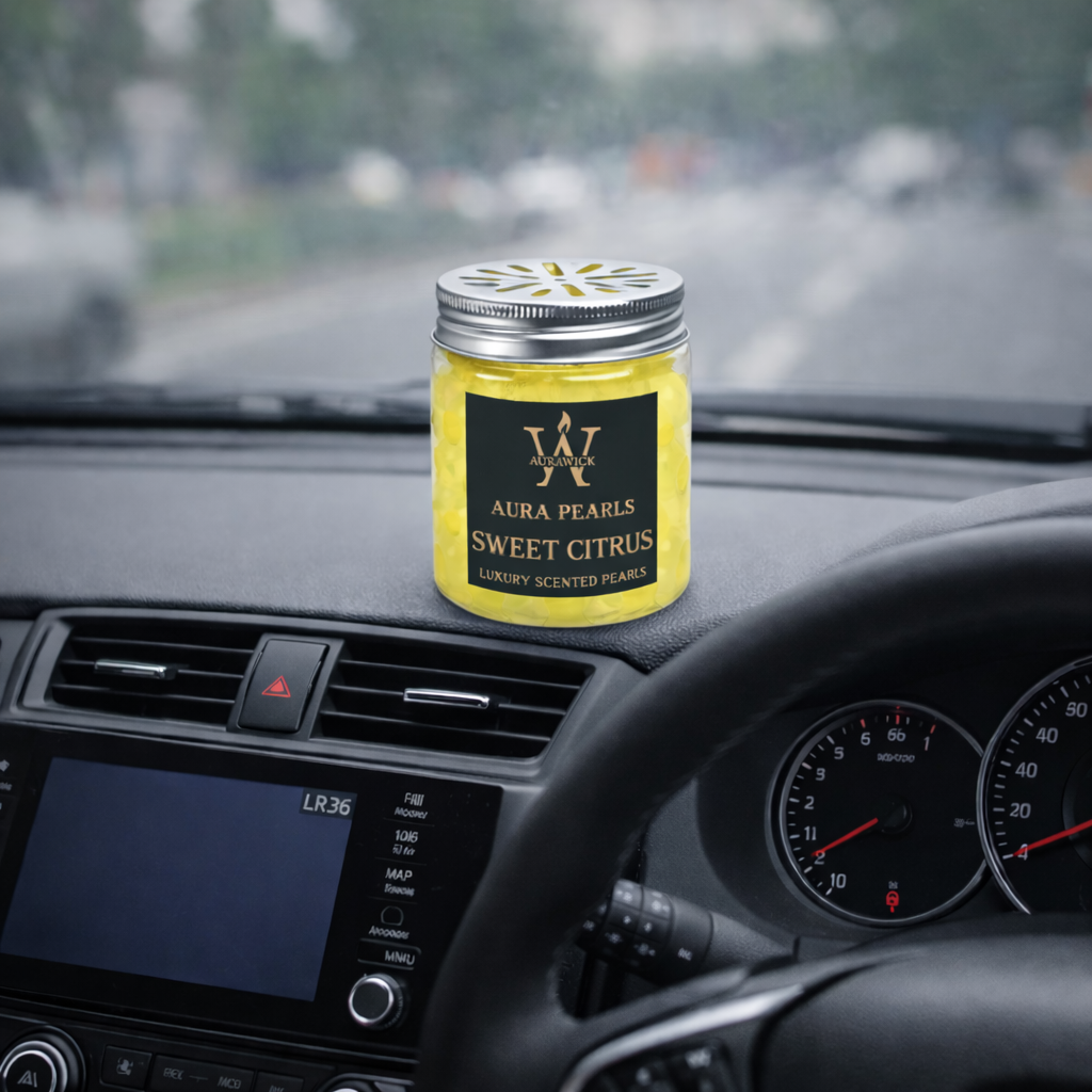 Aurawick Aura Pearls Sweet Citrus – Long-Lasting Fragrance Beads | Advanced Odor Eliminator & Deodorizer for Car, office cabin, & Wardrobe| 1 Pack