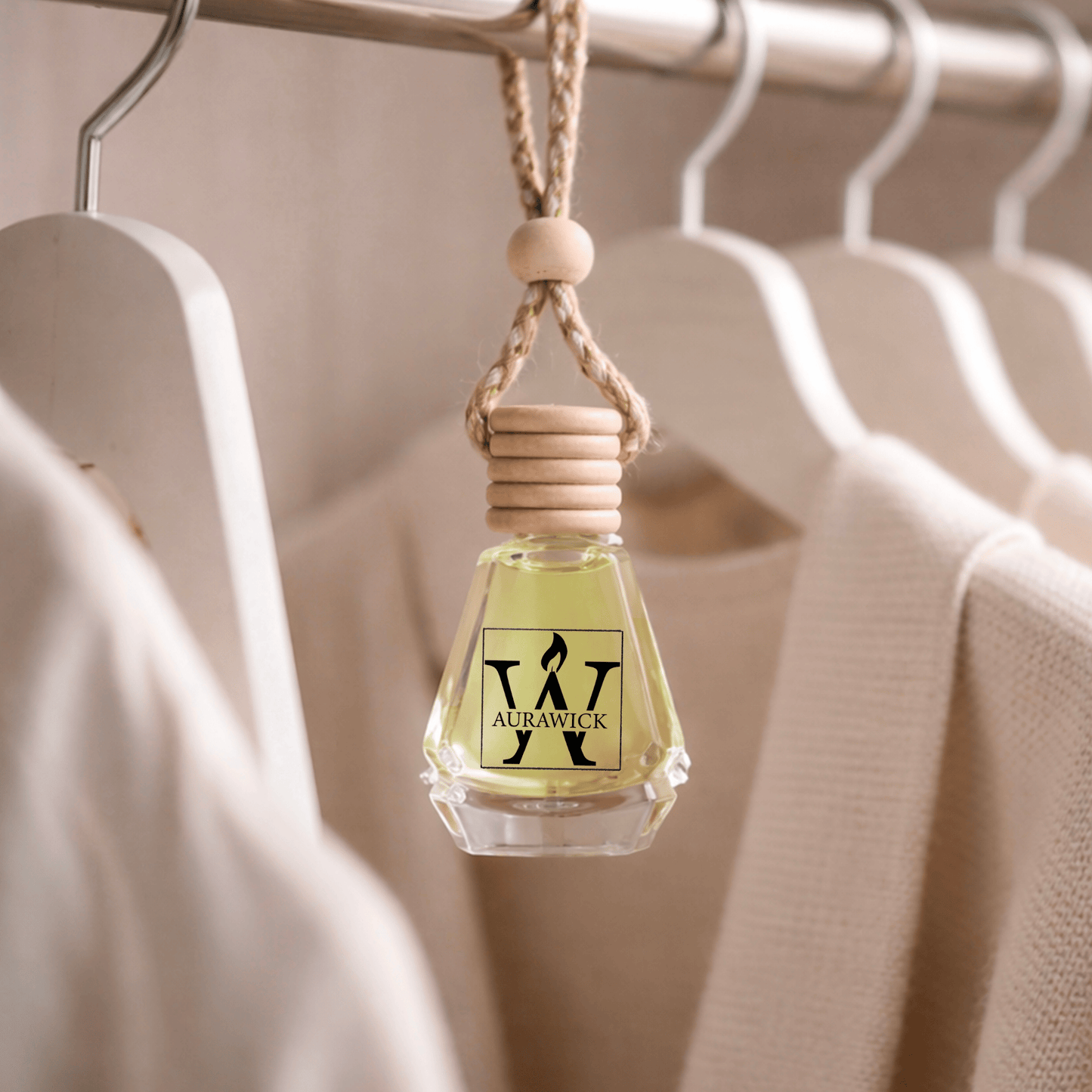 Aurawick Purespace Rose – Hanging Glass Bottle Air Freshener | Premium English Rose Liquid Diffuser for Car, Home & Office | Long-Lasting Luxury Fragrance | 10ml